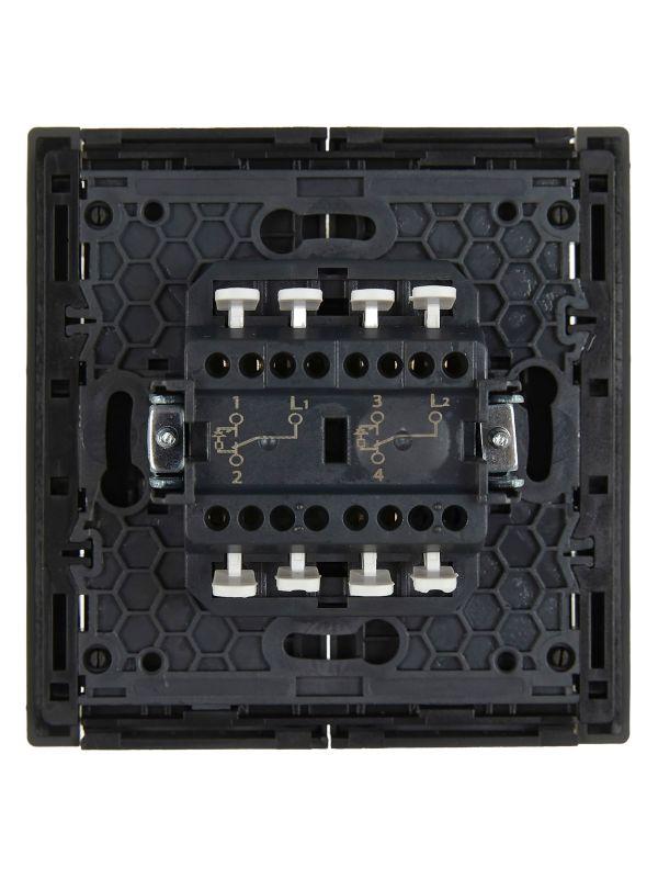 Выключатель проходной 2-кл. СП FORTE&PIANO 10А FP308 с индикацией сер. IEK FP-V22-1-10-1-K03