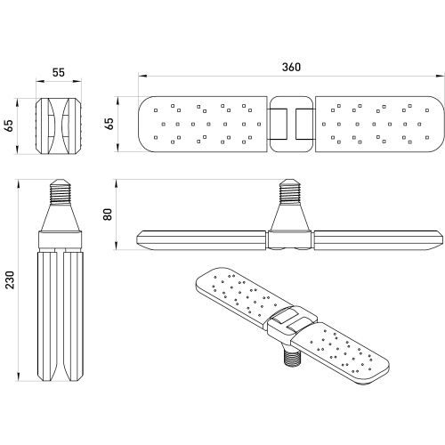 Лампа светодиодная GREEN LINE ФИТО-20W-PL-E27-GR 20Вт E27 для растений 2-х лепестковая красн./син. спектра Эра Б0064517