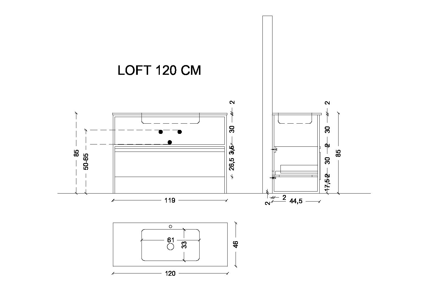 Ящик под консоль LOFT 120 белый, 1 полка