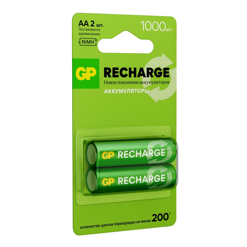 Аккумулятор AA/HR6 RECHARGE 1.2В 1000мА.ч (блист.2шт) GP 20252