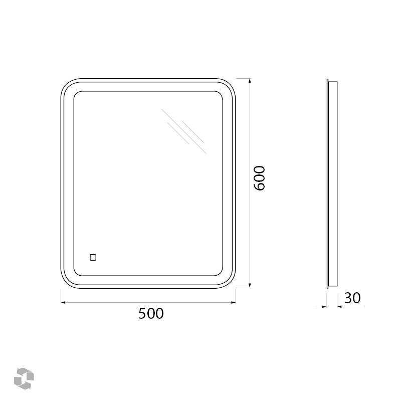 Зеркало BelBagno SPC-MAR-500-600-LED-TCH