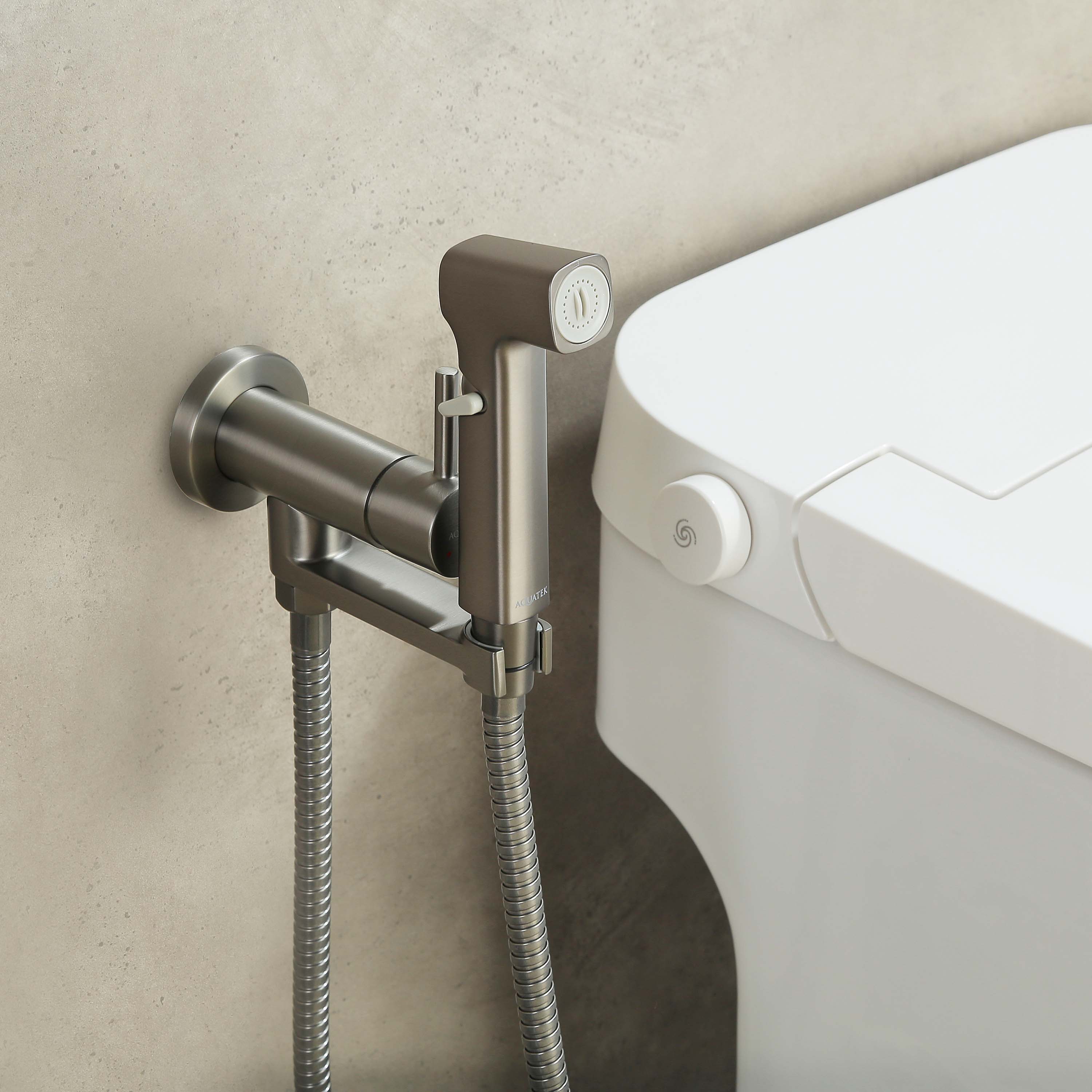 Комплект для гигиенического душа Aquatek НИКА встроенный (смеситель + гигиеническая лейка + шланг) AQ1819BGM  оружейная сталь