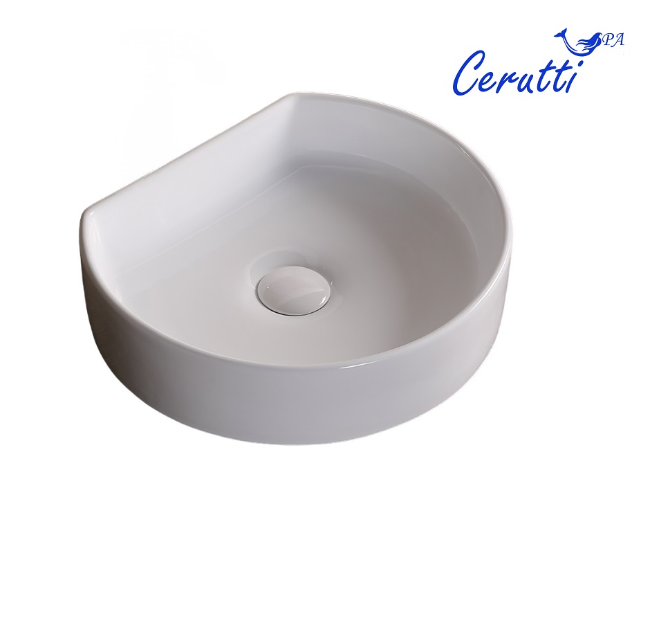 Раковина CR7088 накладная, белая, усеченный круг 400х350х100 Ceruttispa