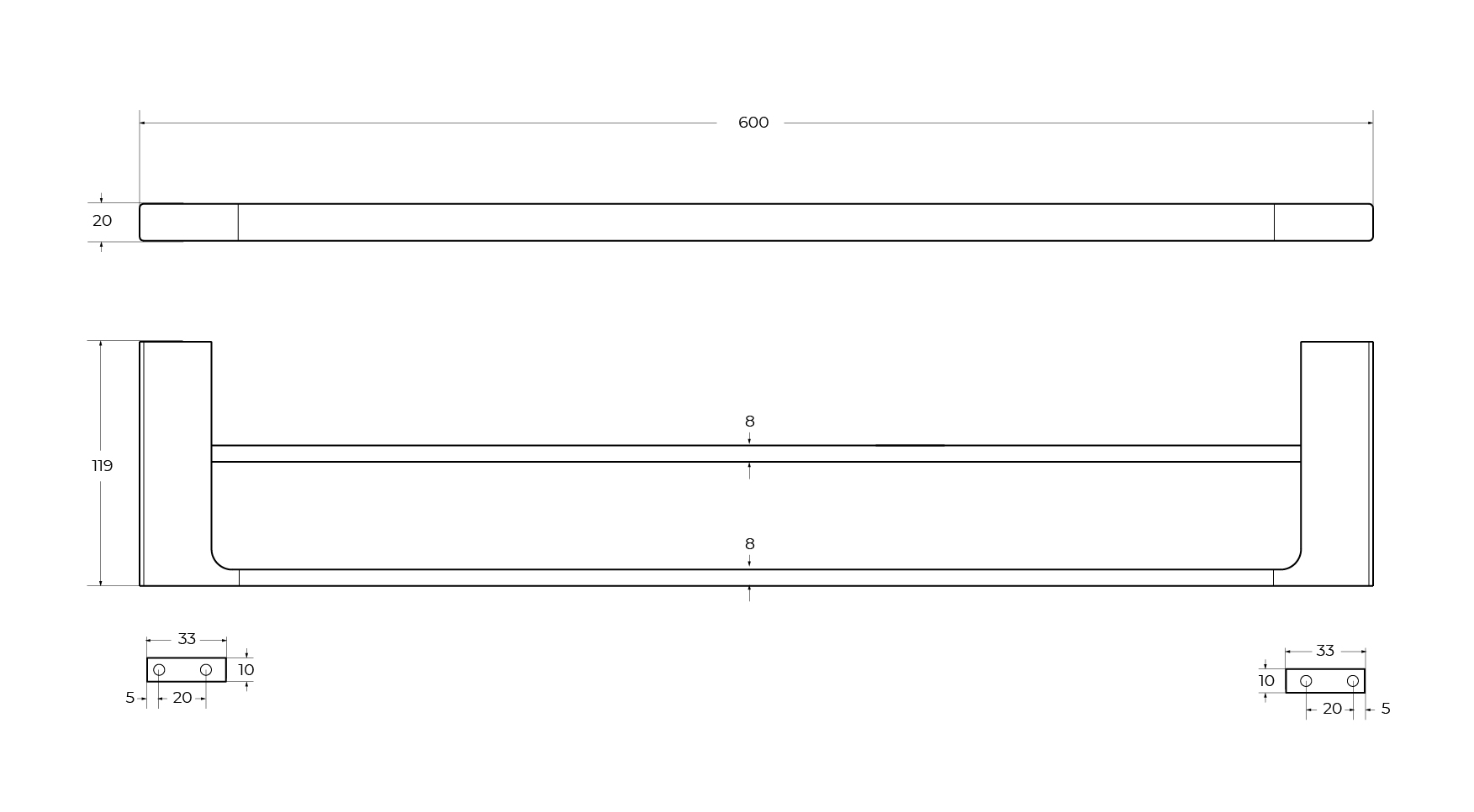 Полотенцедержатель двойной CEZARES SLIDER-THD-60-01