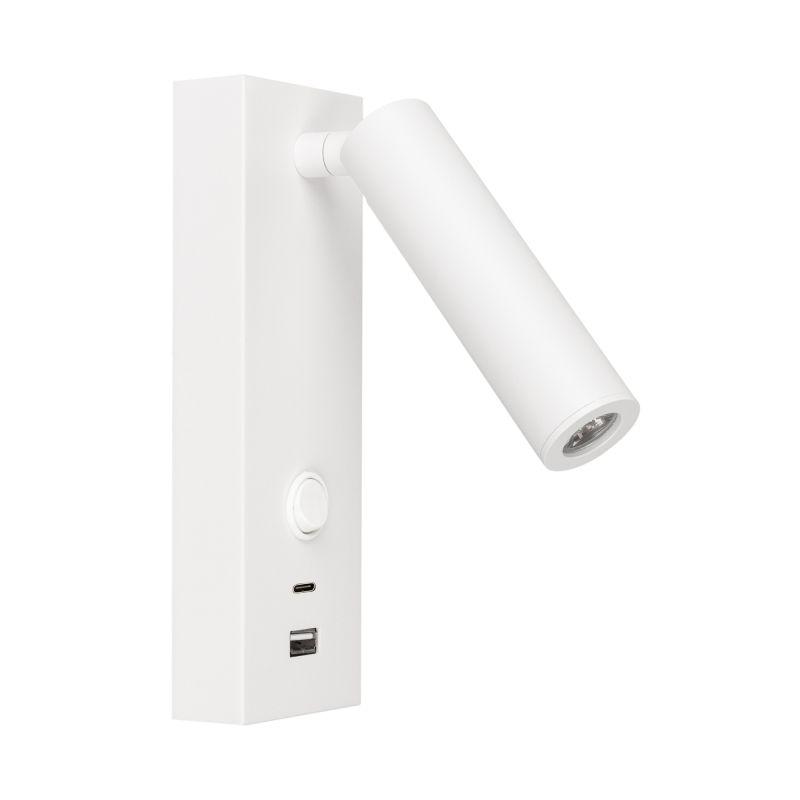 Светильник светодиодный SP-BED-CHARGE-S60x125-3W Warm3000 (WH 20 deg 230В USB-A USB-C) IP20 металл Arlight 031394(1)