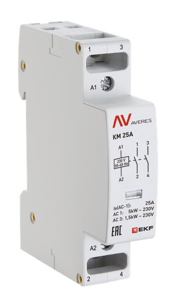 Контактор модульный КМ 25А 1NC+1NO 48В AC (1 мод.) AVERES EKF km-av-1-25-11-48V