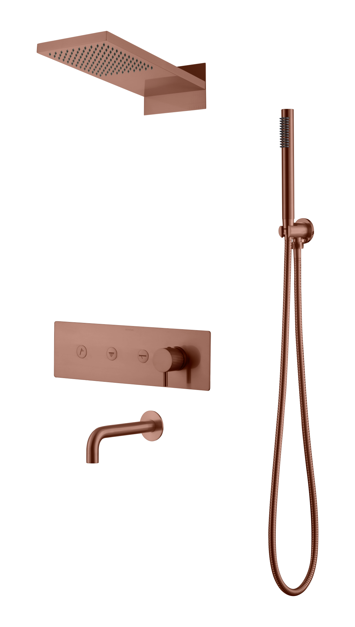 Встроенная душевая система FUSION, трехпозиционная Brushed Bronze с изливом