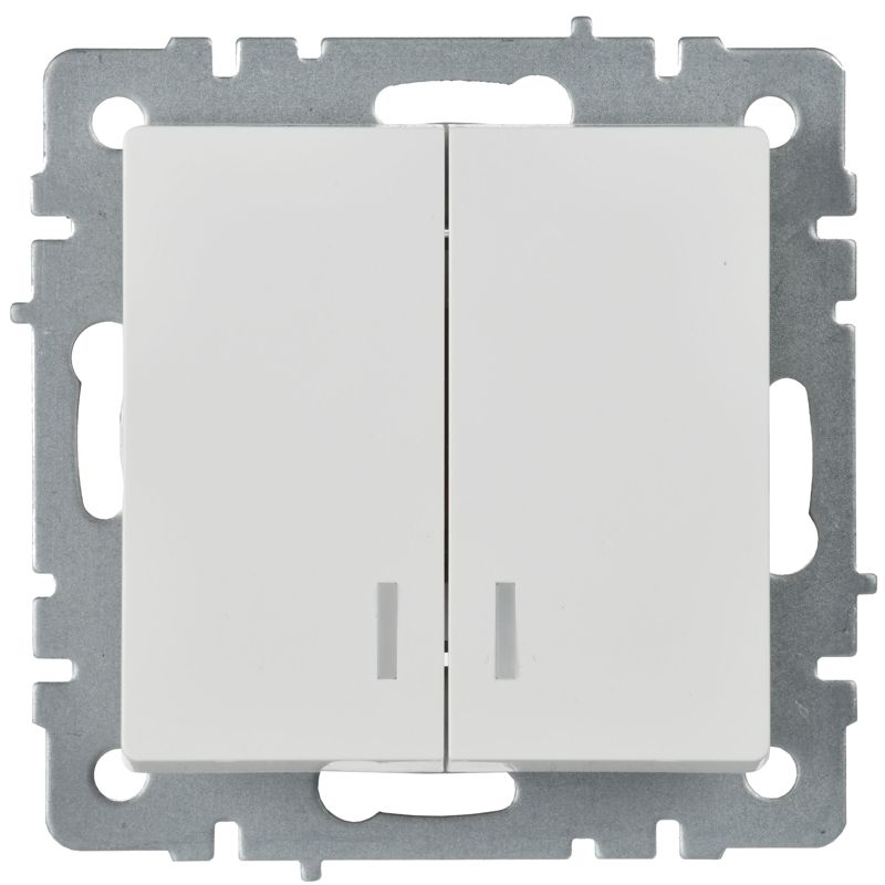 Выключатель 2-кл. СП BRITE ВС10-2-1-БрБ 10А с индик. механизм бел. IEK BR-V20-1-10-K01