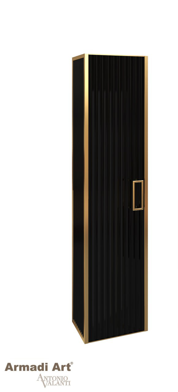 Пенал MONACO черный глянец + золото без ножек