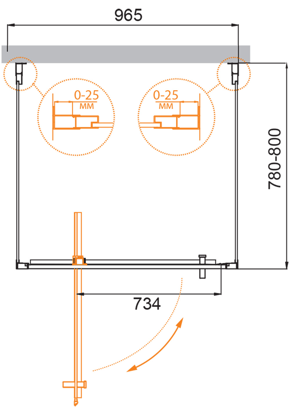 Душевой уголок CEZARES MOLVENO-BA2-100/80-C-Cr-IV