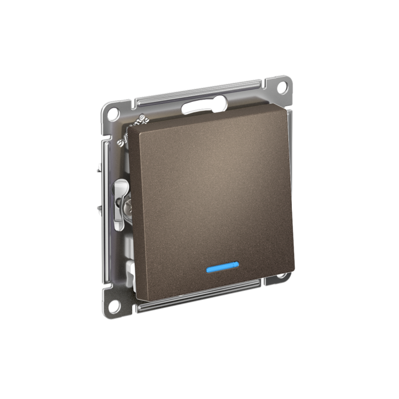 Выключатель 1-кл. AtlasDesign (сх. 1а) 10AX с подсветкой быстрозажим. клем. механизм мокко SE ATN000613S