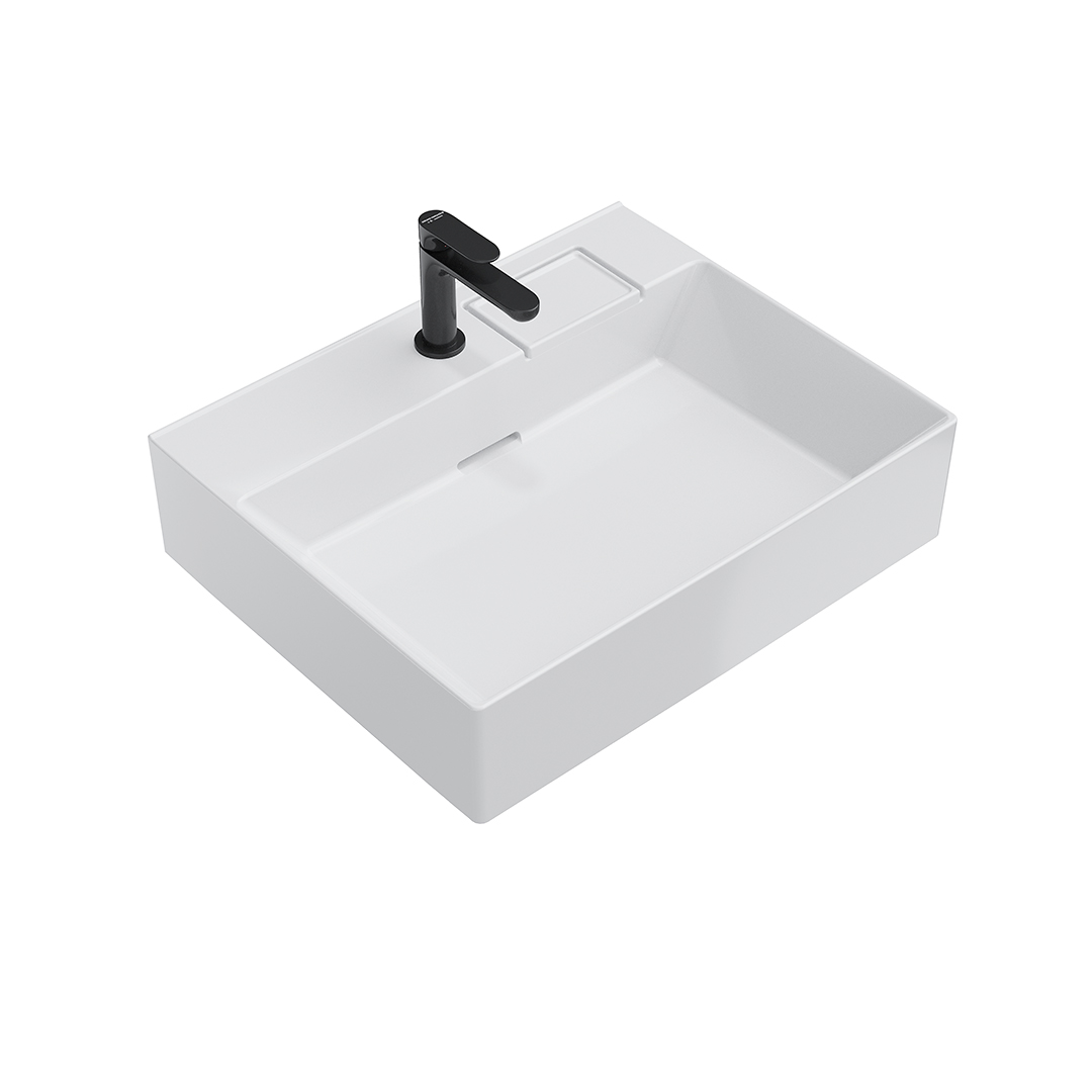 Раковина LOGICA мебельная с одним отверстием 60, белая глянцевая