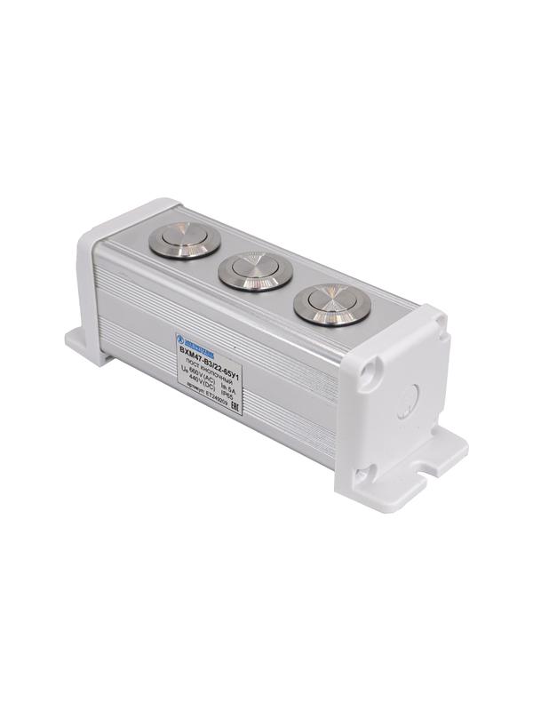 Пост управления BXM47-B3/22-65У1 3 цилиндрические кнопки 1C1NO1NC серебр. Электротехник ET249209