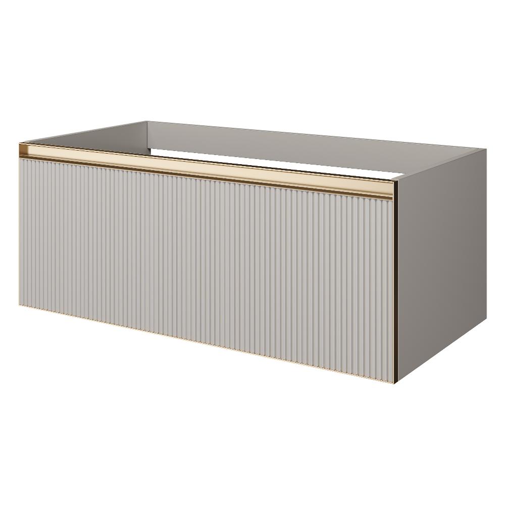 QUATRO 1 100CM тумба рифл CASHMERE FUGA профиль MATT GOLD с подсветкой внутри