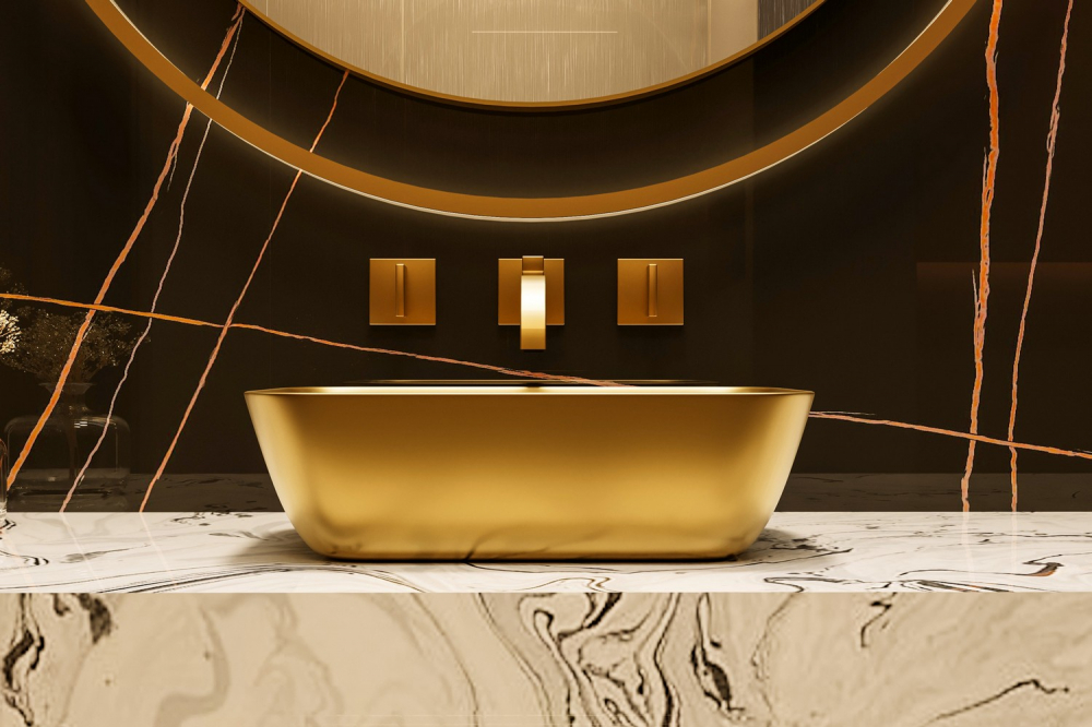 Раковина накладная ABBER Rechteck AC2200MMG золото матовое