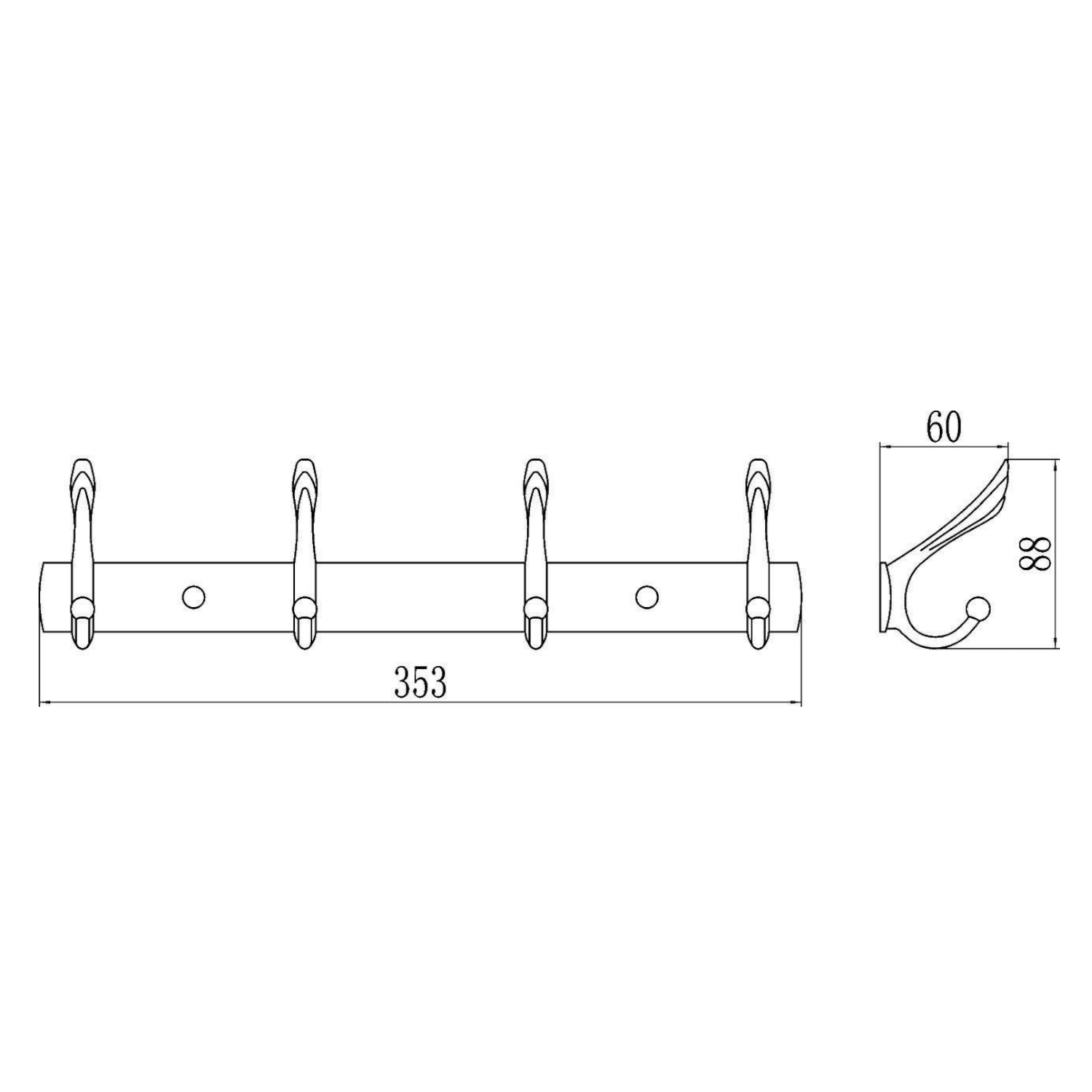 Планка с крючками Savol S-00114B, золото