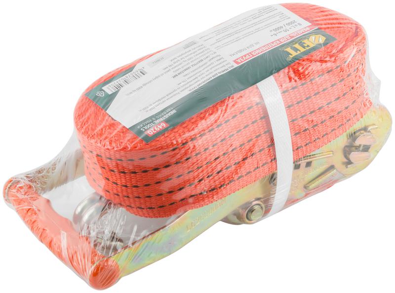 Ремень для крепления груза храповый механизм 196мм лента 50ммх6м 2000/4000кг FIT 64920