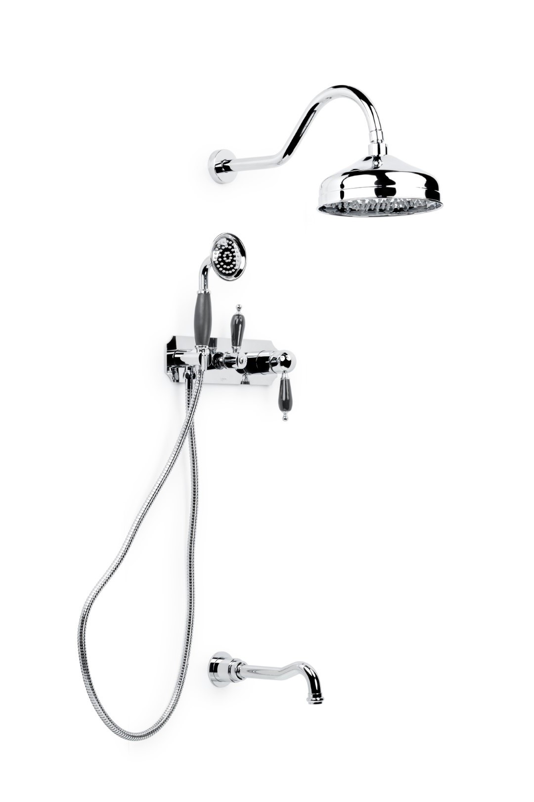 Смеситель для ванны, встроенный Tradizionale Cromo c черной керамикой