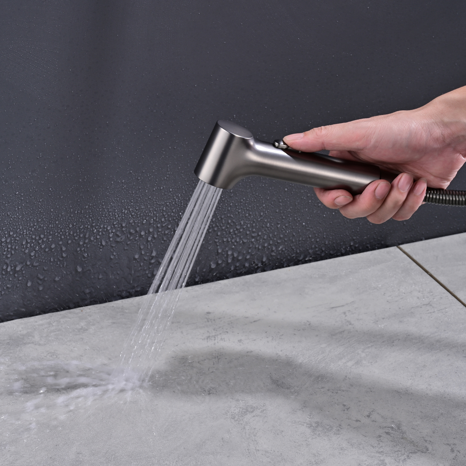 Гигиенический душ со смесителем Rose R235T, оружейная сталь