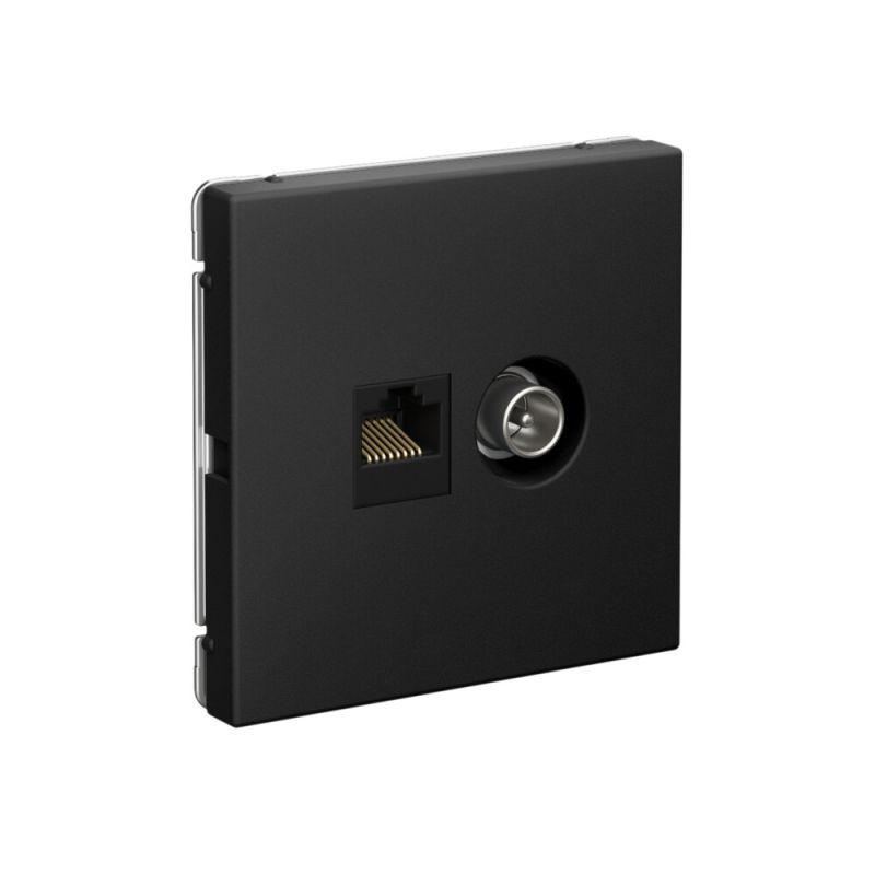 Розетка компьютерная + телевизионная 2-м СП ArtGallery RJ45 кат.5E + TV механизм карбон SE GAL001089