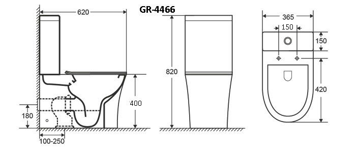 Унитаз gr-4466s classic (620*365*820) напольный безободковый