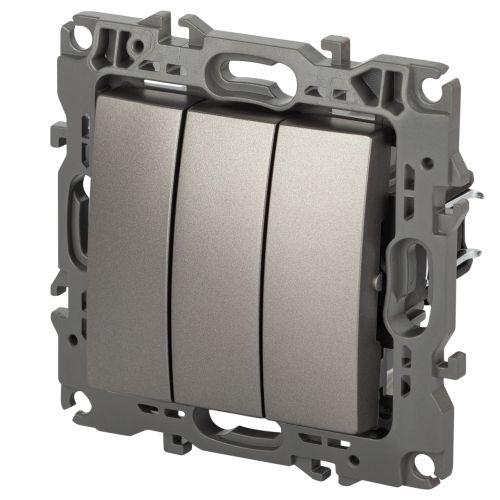 Выключатель 3-кл. Эра12 12-1107-16 10А 250В 10AX механизм титан Эра Б0065703