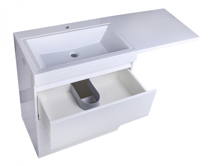 Тумба напольная "Даллас 150", 2 ящика, Люкс белая, PLUS