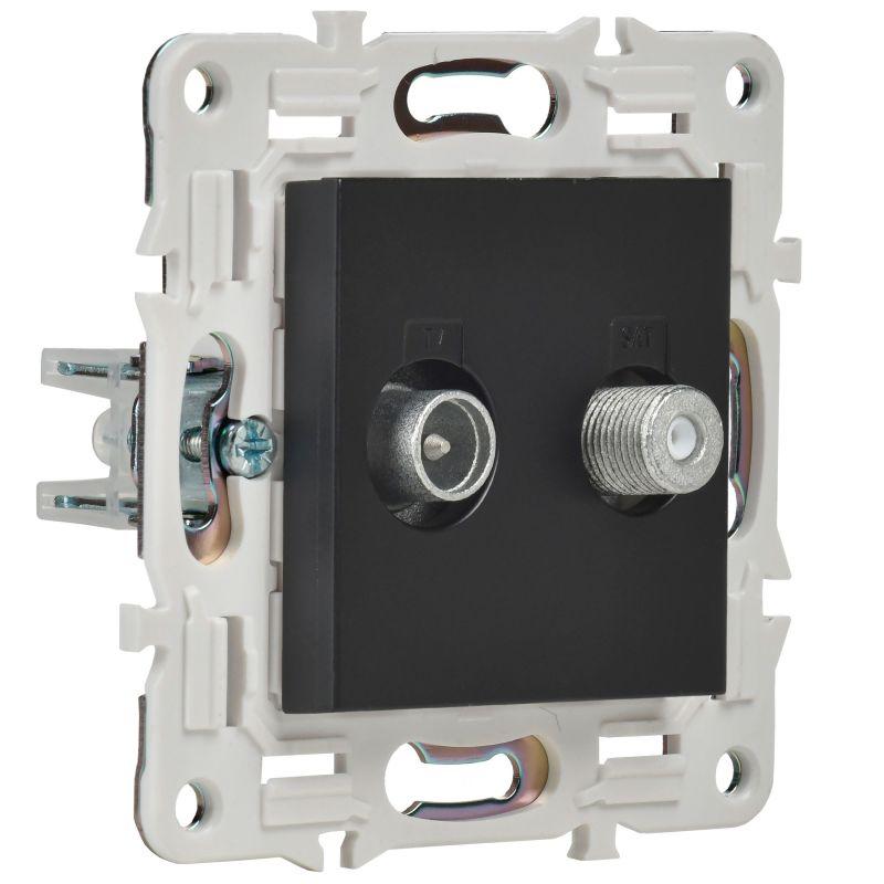 Розетка двойная TV+SAT SKANDY SK-A13Bl черн. IEK SK-AF20-O-K02