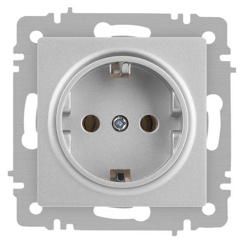 Розетка 1-м СП Accent 6-202-03 16А IP20 250В 2P+E Schuko алюм. Intro Б0063686