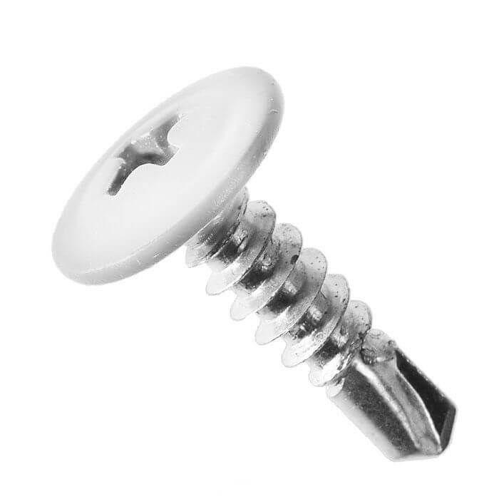 Саморез 4.2х32 с прессшайбой сверло цинк RAL 9003 бел. (уп.1000шт) Промрукав PR08.9225