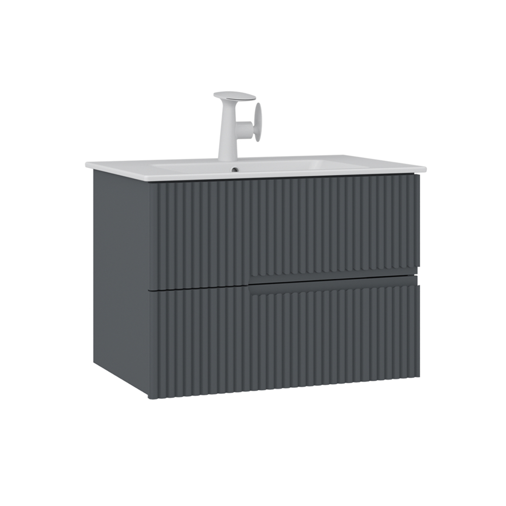 Тумба с раковиной ORKA Moonlight 70 подвесная, антрацит матовый