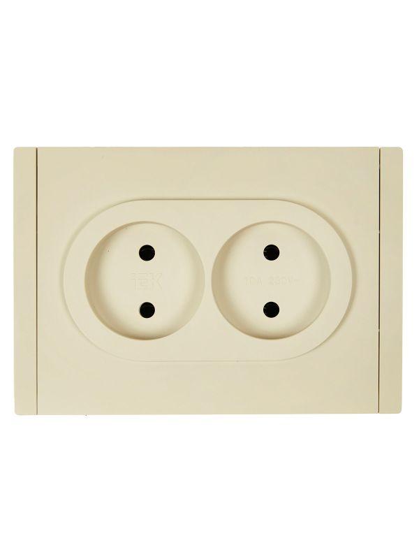 Розетка 2-м СП FORTE&PIANO FP426 10А без заземл. без защ. шторок безвинт. крепл. ваниль IEK FP-R20-10-1-K10