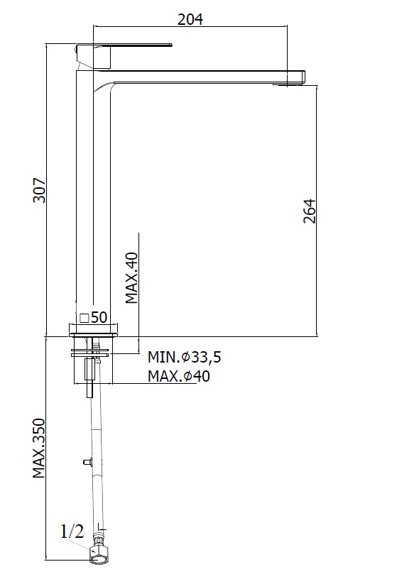 Смеситель для раковины высокий Paffoni TANGO TA081CR высокий Хром