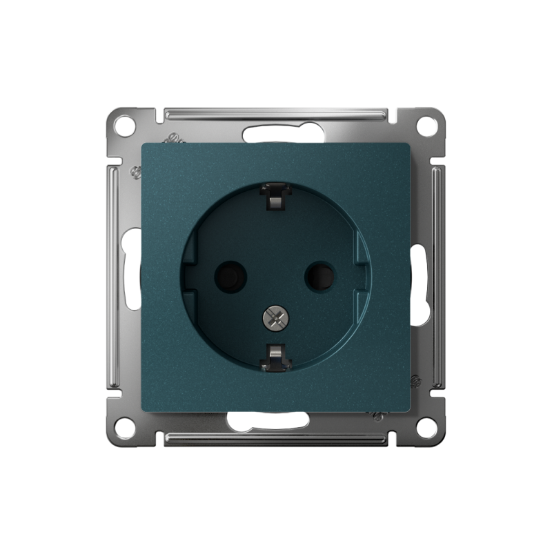 Розетка 1-м СП AtlasDesign 16А IP20 с заземл. защ. шторки механизм изумруд SE ATN000845