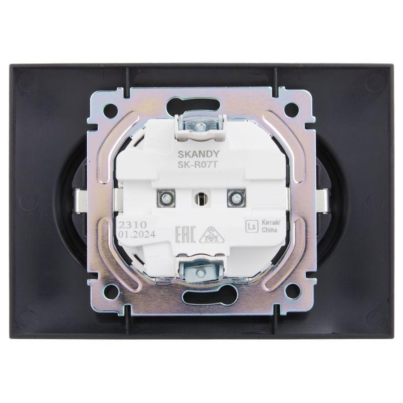 Розетка 2-м SKANDY 16А с заземл. защ. шторки в сборе SK-R07T титан IEK SK-R24-16-K48-F