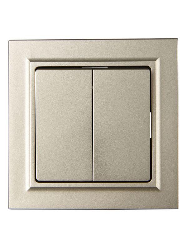 Выключатель 2-кл. СП BRITE ВСР10-2-0-БрШ 10А в сборе шампань IEK BR-V20-0-10-K37-F