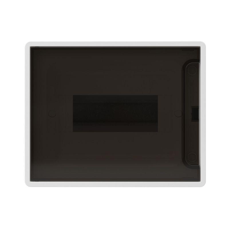 Щиток 8 мод. настенный FRAME с тонированной дверцей с 2 шинами PEN на 6 и 8 отв. бел. DKC F08W1WD