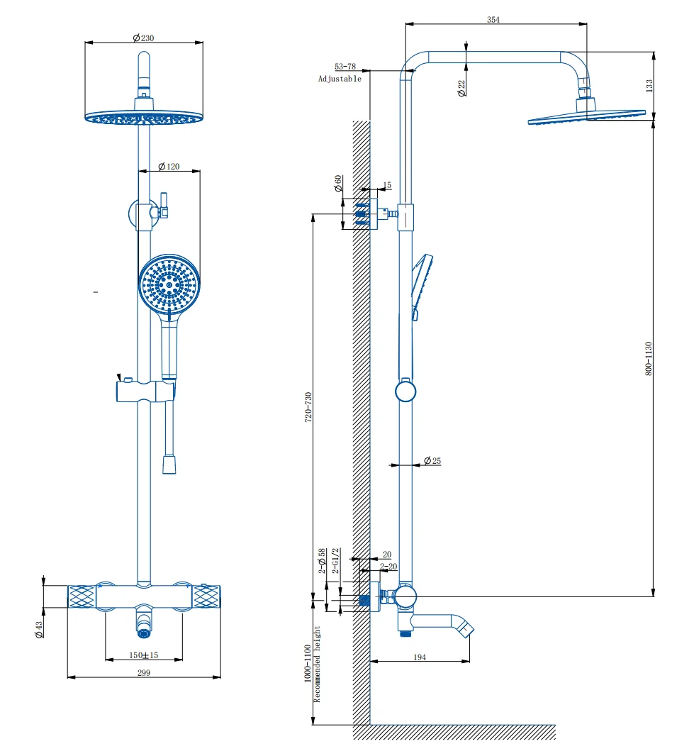 Душевая стойка Arrow AG3317SHU1CP с термостатом, хром
