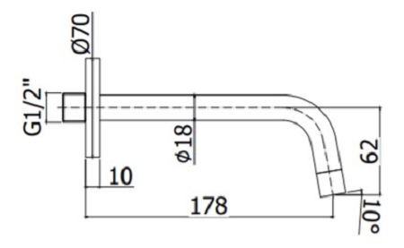 Излив из стены d.18 Paffoni LIGHT ZBOC045NO Черный матовый