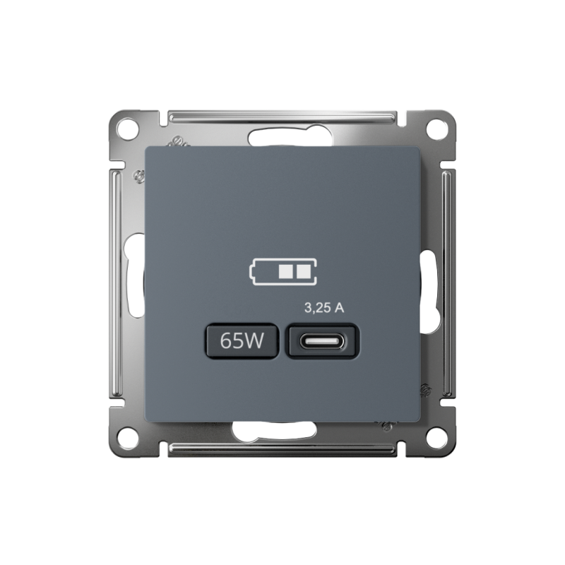 Розетка USB AtlasDesign тип C 65Вт QC PD высокоскор. ЗУ механизм грифель SE ATN000727