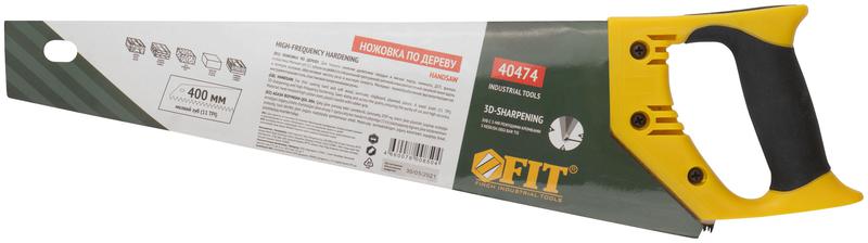 Ножовка по дереву мелкий каленый зуб 13 ТPI 3D заточка пласт.прорезиненная ручка профи 400мм FIT 40474