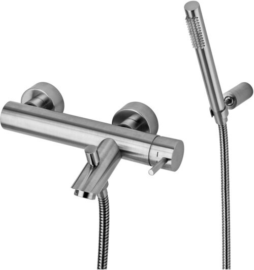 Смеситель для ванны короткий излив Paffoni LIGHT LIG023ST Steel looking