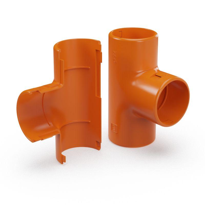Тройник разборный d32мм оранж. Промрукав PR13.02487