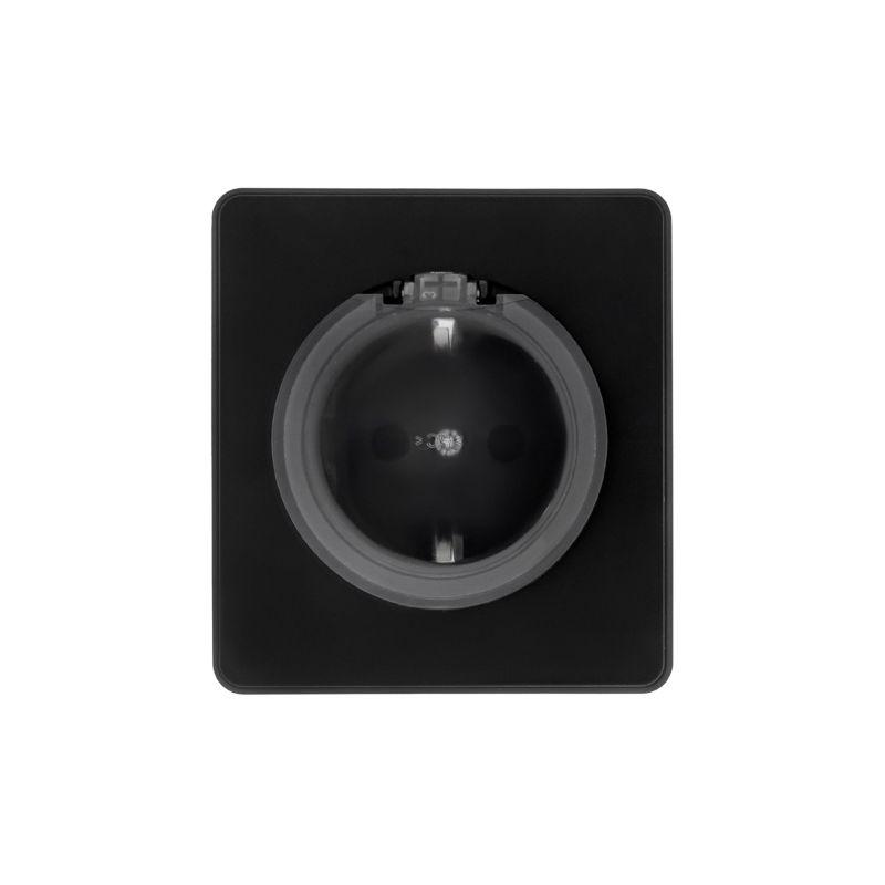 Розетка 1-м СП ROUND MIELE 16А с заземл. защ. шторки и крышкой оникс Kranz KR-78-0702-3