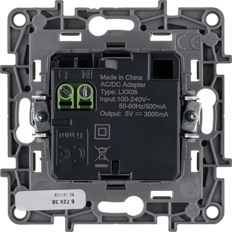 Устройство зарядное Etika с 2-мя USB разъемами A и C 240В/5В 3000мА сл. кость IEK 672336