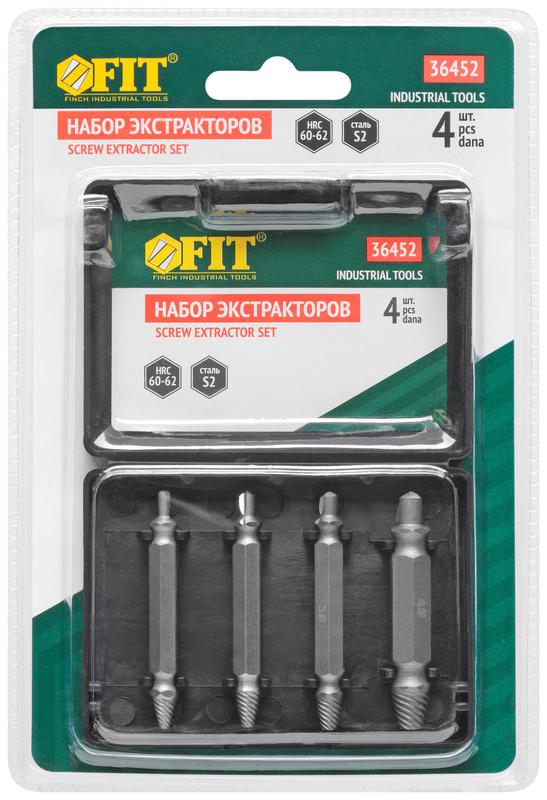 Набор экстракторов двусторонних профи сталь S2 4шт FIT 36452