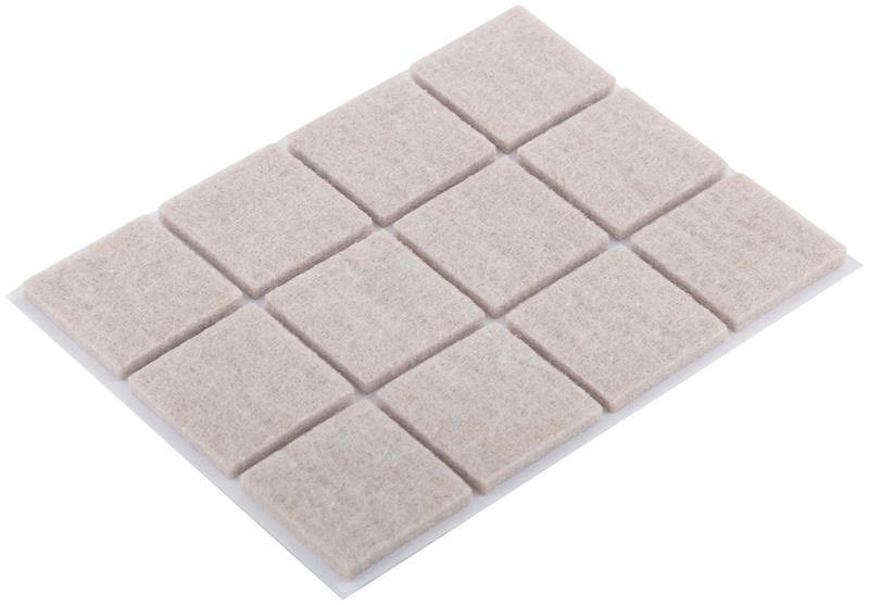Подкладка для мебели самоклеющиеся квадратные 25х25мм войлок (уп.12шт) FIT 67531