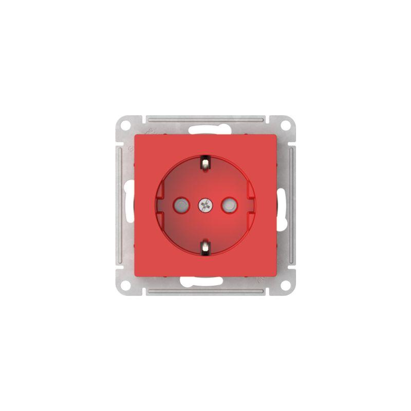 Розетка AtlasDesign 16А с заземл. защ. шторки быстрозажим. клем. механизм красн. SE ATN002045S