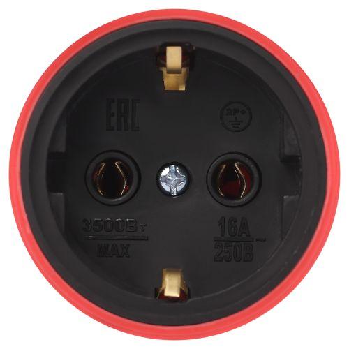 Розетка RX11-R-IP44 прямая с заземл. каучук красн. ЭРА Б0069326