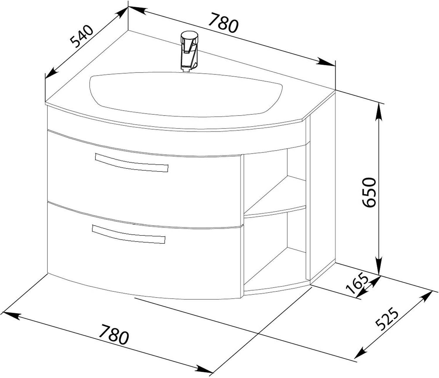 Тумба для ванной без раковины De Aqua Трио Люкс 80 New L белая Grass 201706